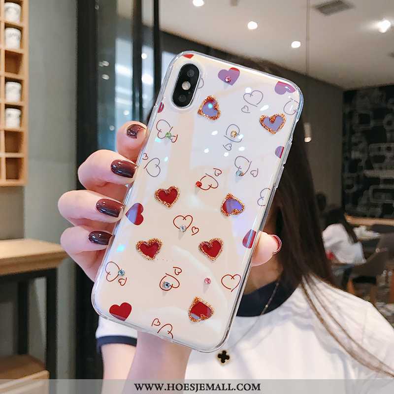 Hoes iPhone X Bescherming Met Strass Zacht Roze Mobiele Telefoon Siliconen Rood