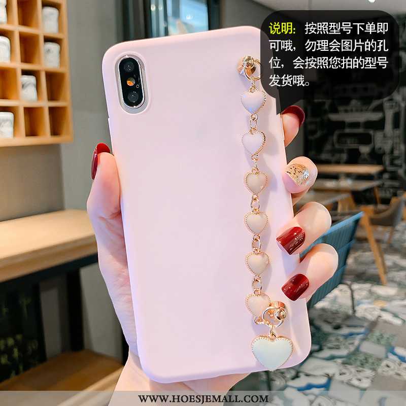 Hoesje iPhone X Bescherming Mode Hoes Liefde Scheppend Effen Kleur Mobiele Telefoon Roze