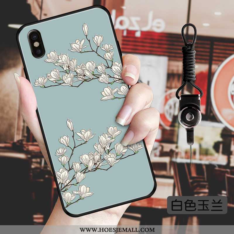 Hoesje iPhone X Vintage Trend Zacht Bloemen Hoes Bescherming Blauw Blauwe