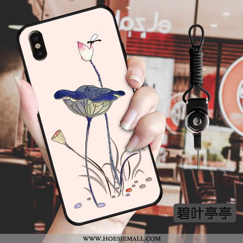 Hoesje iPhone X Vintage Trend Zacht Bloemen Hoes Bescherming Blauw Blauwe