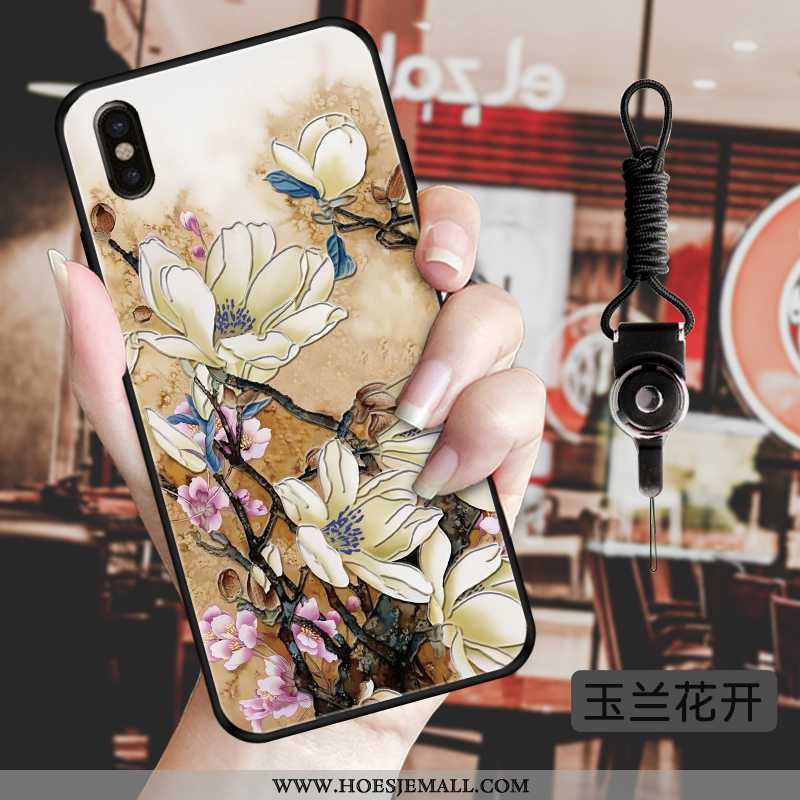 Hoesje iPhone X Vintage Trend Zacht Bloemen Hoes Bescherming Blauw Blauwe