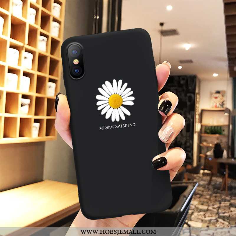 Hoesje iPhone X Schrobben Trend Bloemen Hoes Mobiele Telefoon Net Red Zacht Zwarte