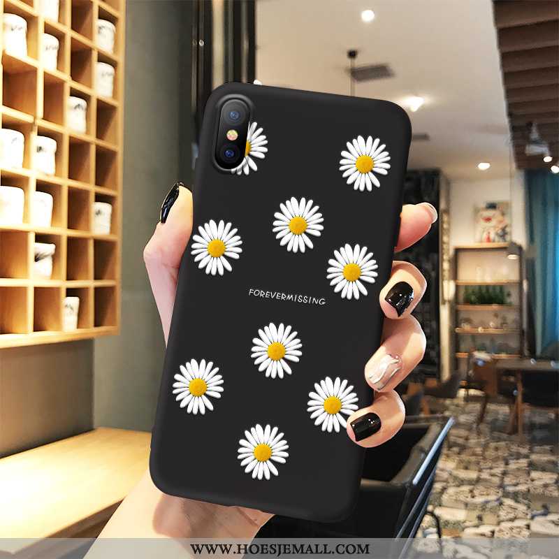 Hoesje iPhone X Schrobben Trend Bloemen Hoes Mobiele Telefoon Net Red Zacht Zwarte