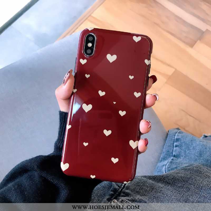 Hoes iPhone X Trend Siliconen Mobiele Telefoon Net Red Liefde Wijnrood Zwart Zwarte