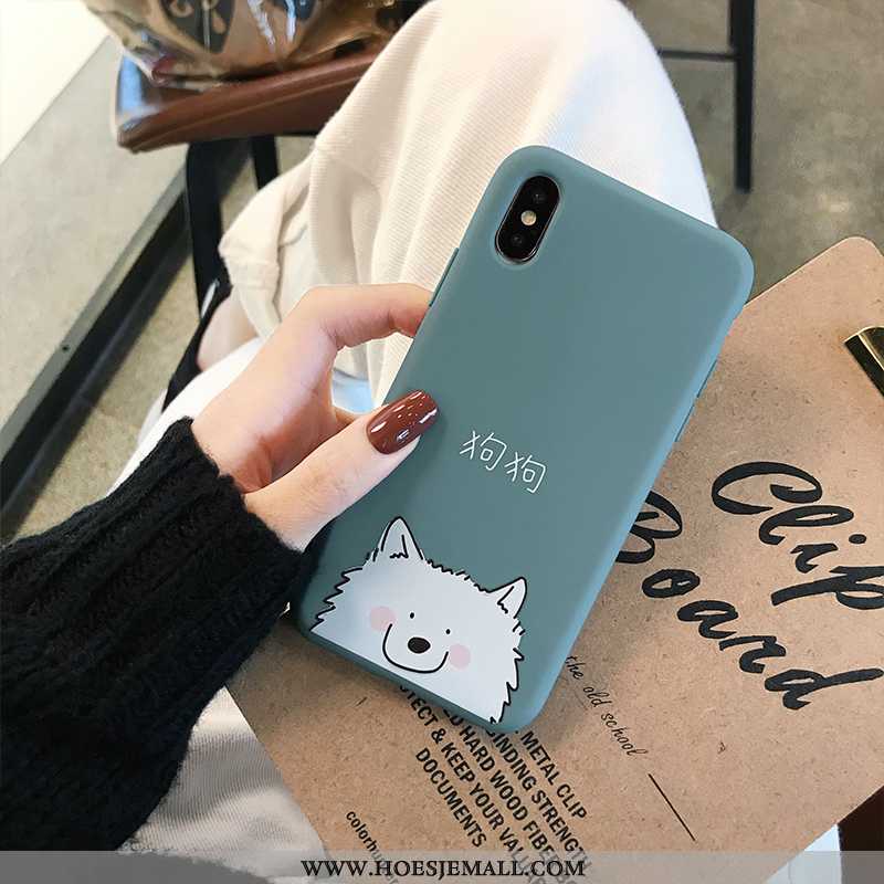 Hoesje iPhone X Spotprent Zacht Hoes Bescherming Mobiele Telefoon Scheppend Hond Blauwe