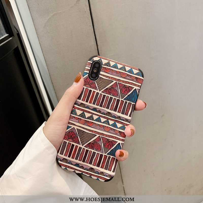 Hoesje iPhone X Patroon Zacht Zijde Anti-fall All Inclusive Geschilderd Blauwe