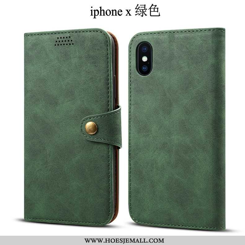 Hoes iPhone X Zacht Bescherming Leren Hoesje Anti-fall Trend Groen