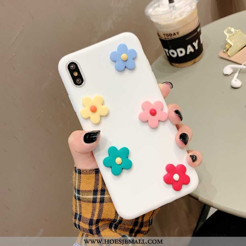 Hoesje iPhone X Siliconen Zacht Wind Mobiele Telefoon Anti-fall Bloemen Witte