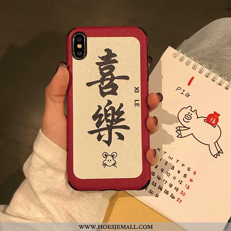 Hoes iPhone X Zacht Siliconen Hoesje Nieuw Rood Mobiele Telefoon Chinese Stijl