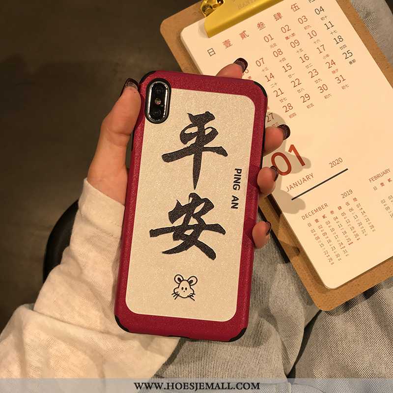 Hoes iPhone X Zacht Siliconen Hoesje Nieuw Rood Mobiele Telefoon Chinese Stijl