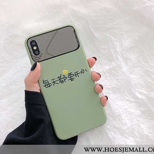 Hoesje iPhone X Zacht Siliconen Spiegel Net Red Groen Mobiele Telefoon