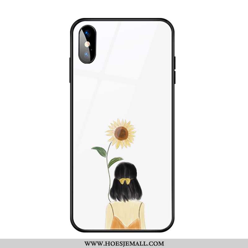 Hoes iPhone X Mooie Glas Eenvoudige Scheppend Kunst Hoesje Mobiele Telefoon Witte