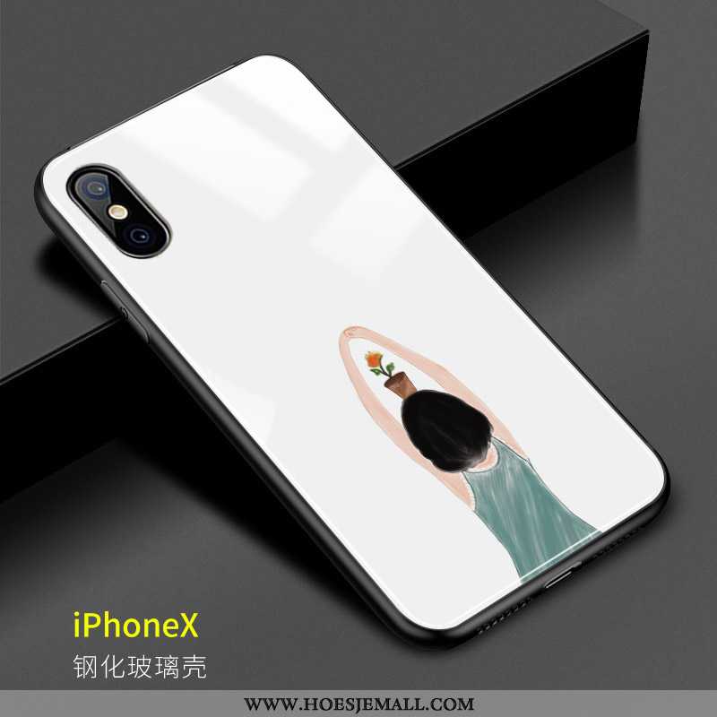 Hoes iPhone X Mooie Glas Eenvoudige Scheppend Kunst Hoesje Mobiele Telefoon Witte