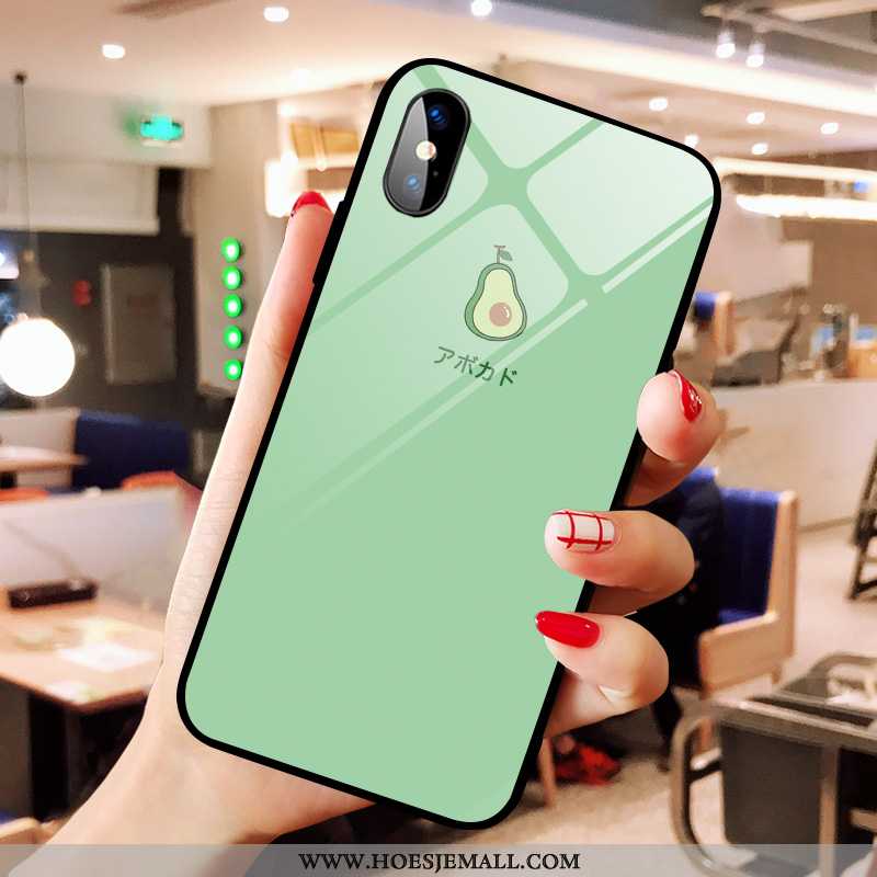 Hoes iPhone X Glas Koe Groen Hoesje Mini Wind Vers Geel