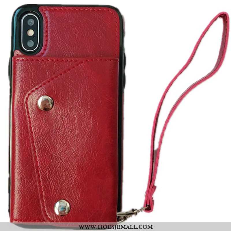 Hoesje iPhone X Portemonnee Trend Net Red Mobiele Telefoon Rood Anti-fall