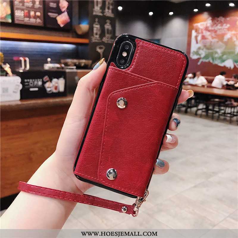 Hoesje iPhone X Portemonnee Trend Net Red Mobiele Telefoon Rood Anti-fall