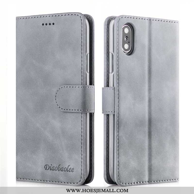 Hoes iPhone X Bescherming Leren Hoesje Siliconen Clamshell Leer Elegante Bruin