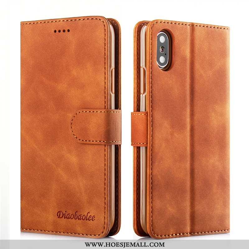 Hoes iPhone X Bescherming Leren Hoesje Siliconen Clamshell Leer Elegante Bruin