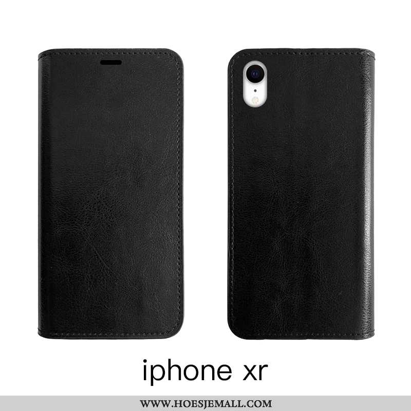 Hoes iPhone Xr Bescherming Leren Hoesje Echt Leer Mobiele Telefoon Folio Bruin