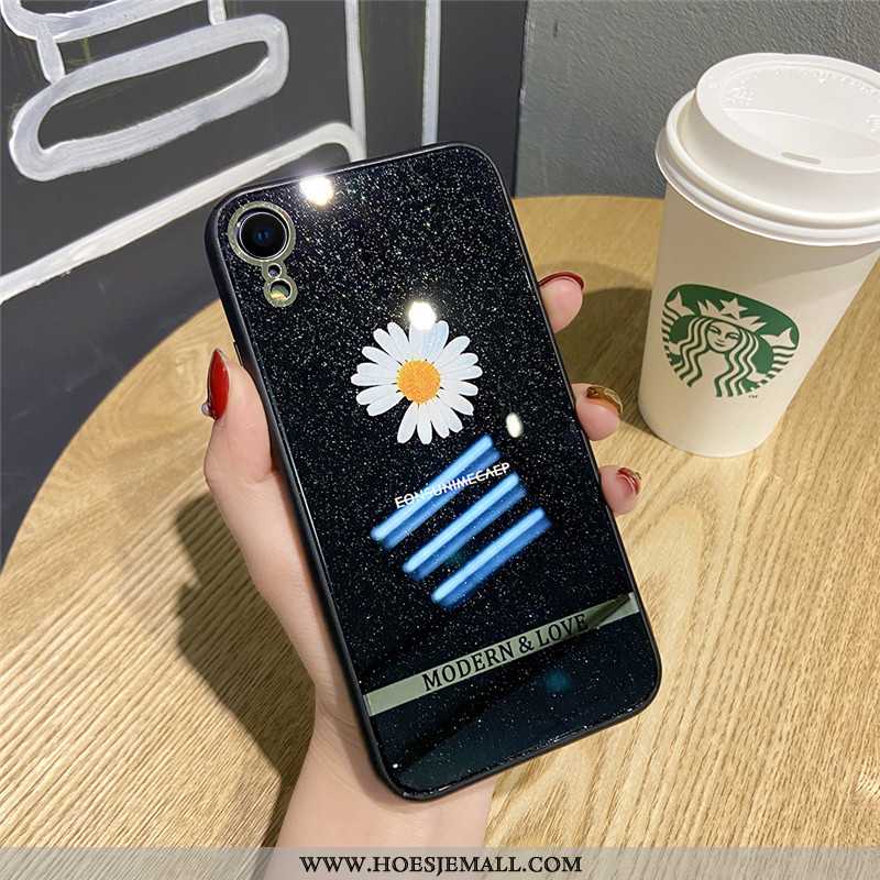 Hoesje iPhone Xr Siliconen Trend Super Hoes Zwart All Inclusive Bloemen Zwarte