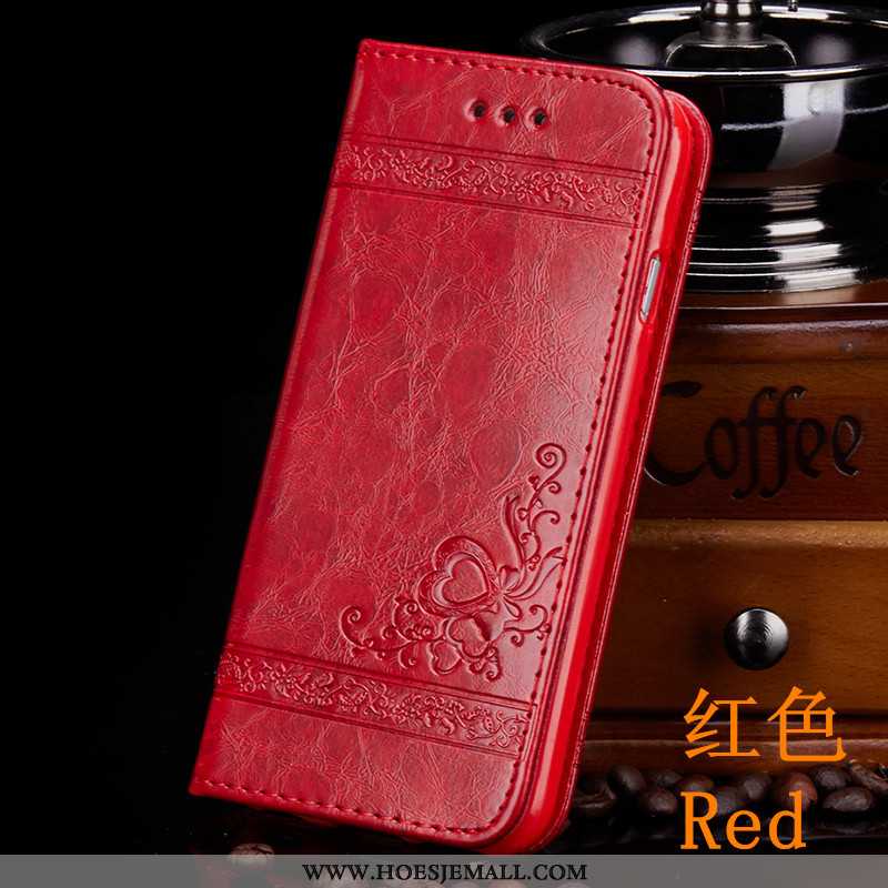 Hoesje iPhone Xr Portemonnee Bescherming Mobiele Telefoon Rood Leren Hoes High End