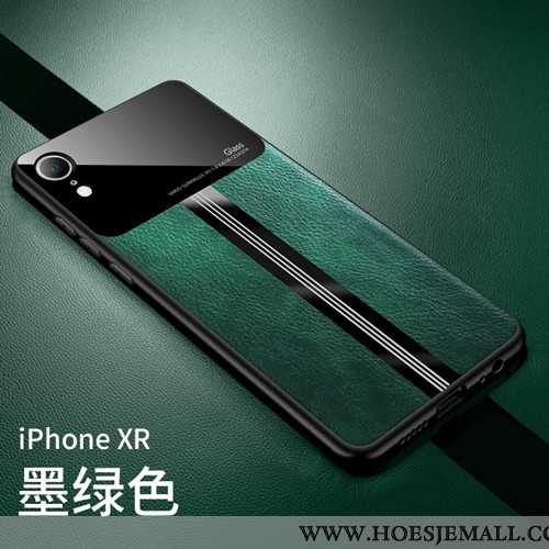 Hoesje iPhone Xr Leer Patroon Groen Scheppend Super Doorzichtig Mobiele Telefoon Turquoise