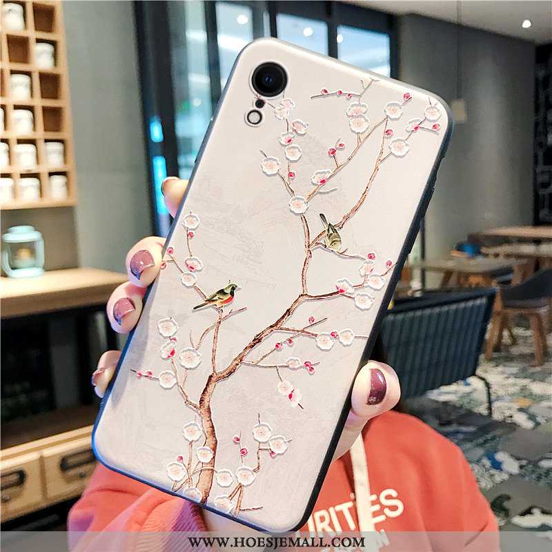 Hoesje iPhone Xr Zacht Siliconen Kunst Anti-fall Klassiek Mini Beige