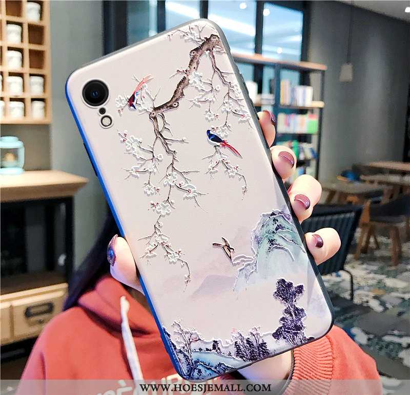 Hoesje iPhone Xr Zacht Siliconen Kunst Anti-fall Klassiek Mini Beige