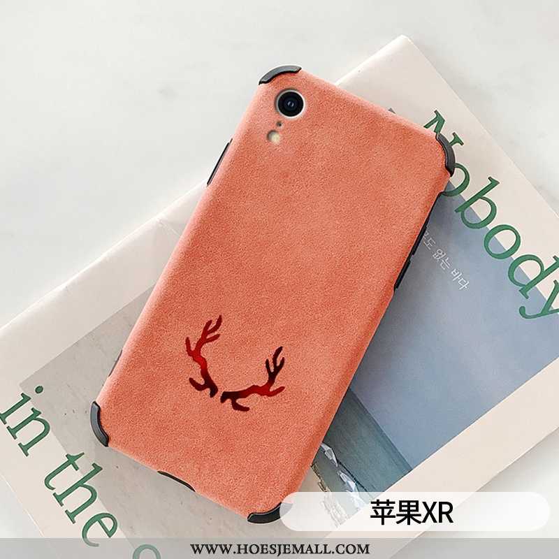 Hoesje iPhone Xr Dun Zacht Eenvoudige Mobiele Telefoon Pluche Suede Anti-fall Groen