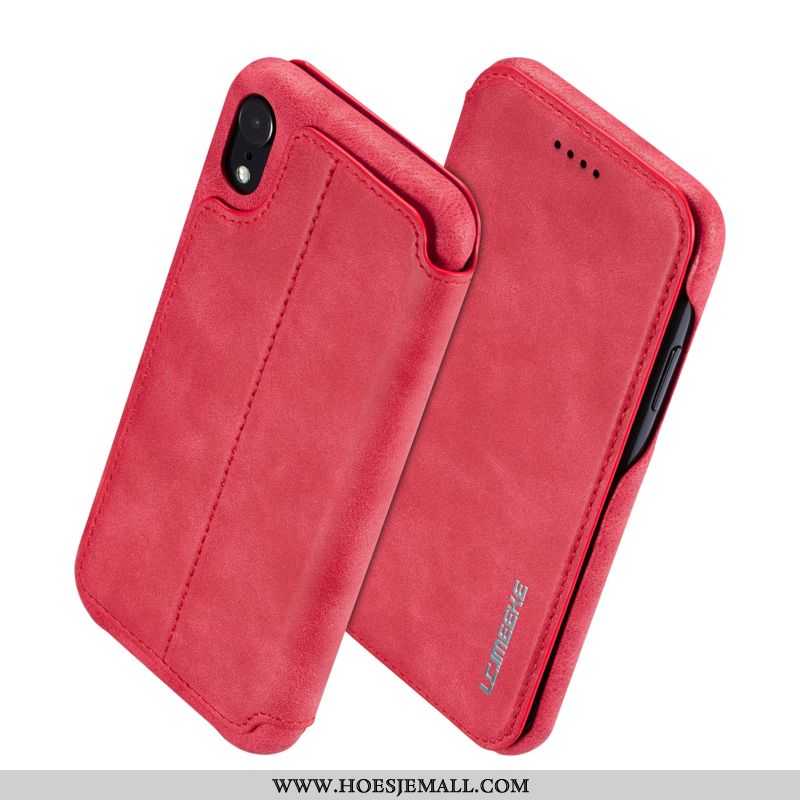 Hoes iPhone Xr Bescherming Leren Hoesje Mobiele Telefoon Anti-fall Rood All Inclusive Dun