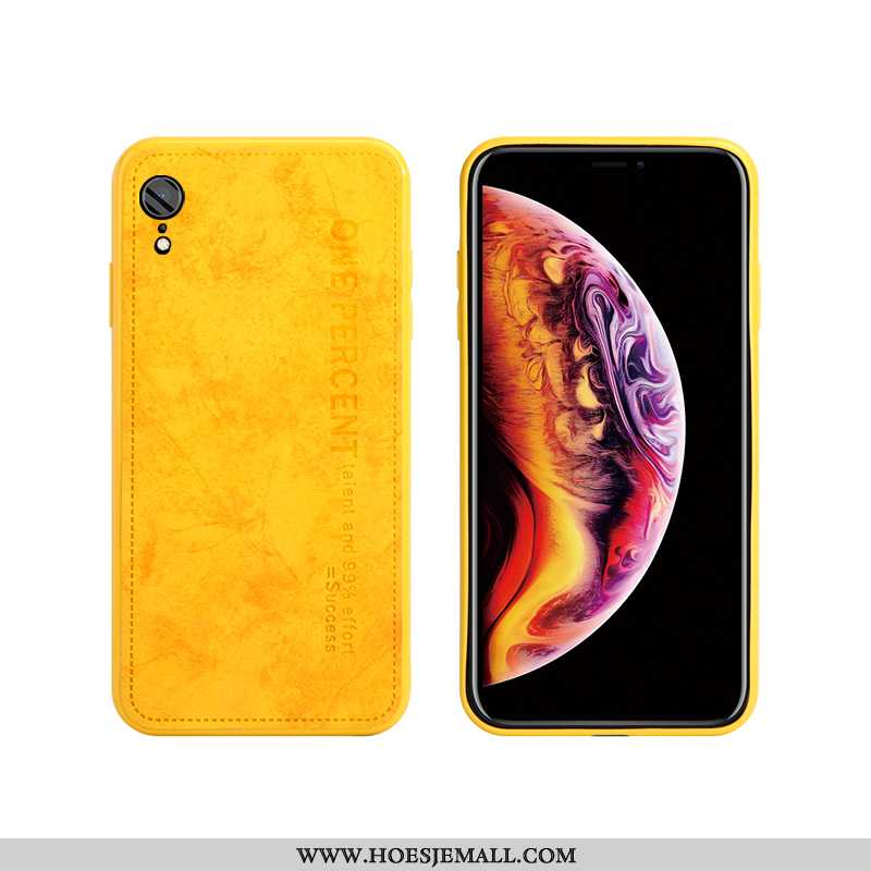 Hoes iPhone Xr Leren Hoesje Super Anti-fall Mobiele Telefoon Geel Lichte Luxe Siliconen