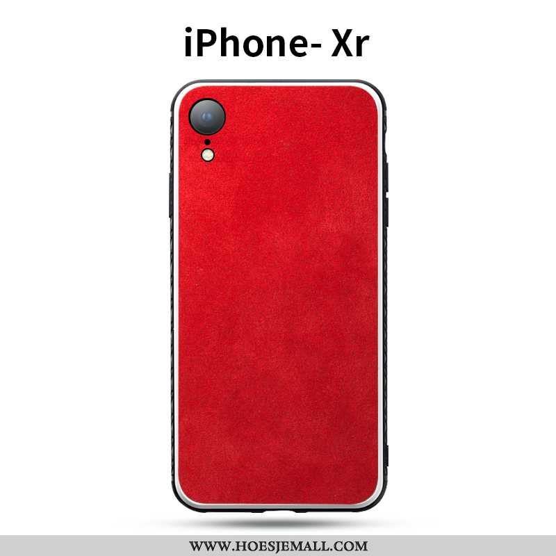 Hoes iPhone Xr Siliconen Leren Hoesje Patroon Rood All Inclusive Suede