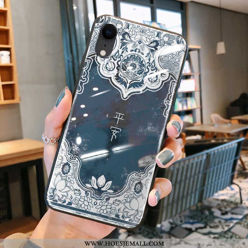 Hoesje iPhone Xr Siliconen Glas Chinese Stijl Lovers Totem All Inclusive Anti-fall Rood