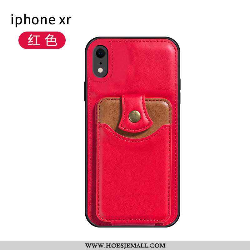 Hoes iPhone Xr Leer Leren Hoesje Net Red Anti-fall All Inclusive Grijs