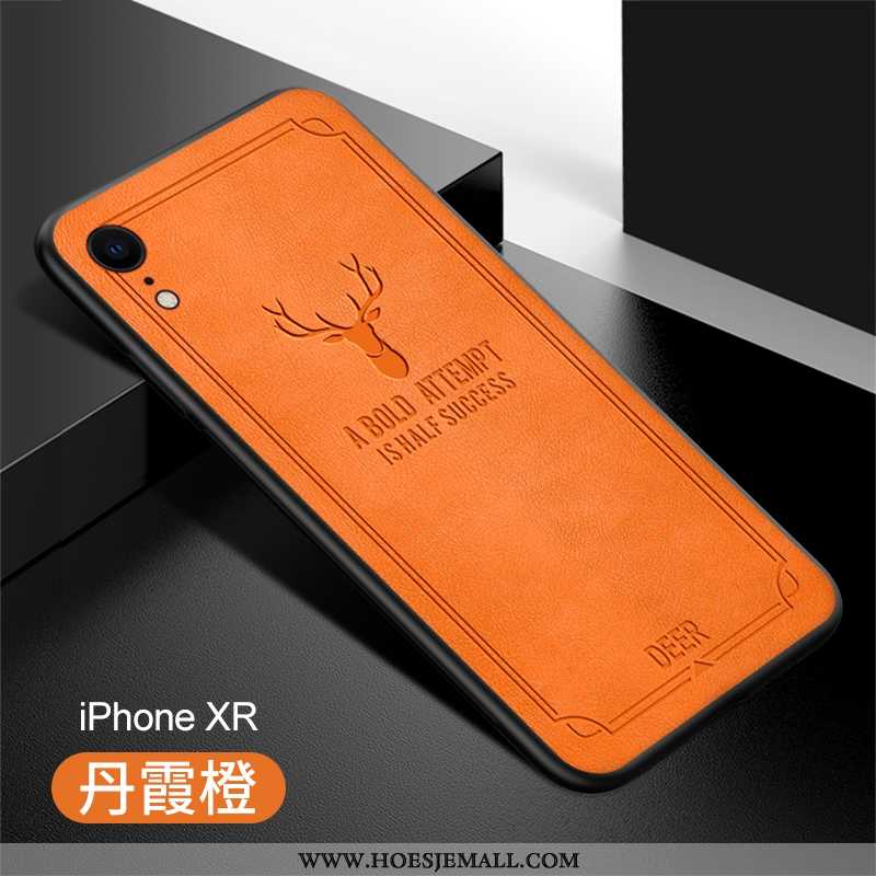 Hoesje iPhone Xr Zacht Bescherming Groen All Inclusive Oranje Leer