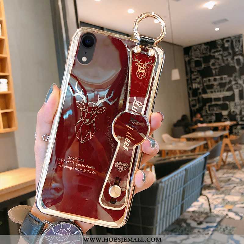 Hoes iPhone Xr Trend Zacht Siliconen Anti-fall Donkergroen Mobiele Telefoon Hoesje Rood