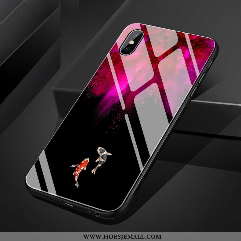 Hoes iPhone Xs Max Glas Scheppend Vers Eenvoudige Hoesje Kunst Siliconen Rood