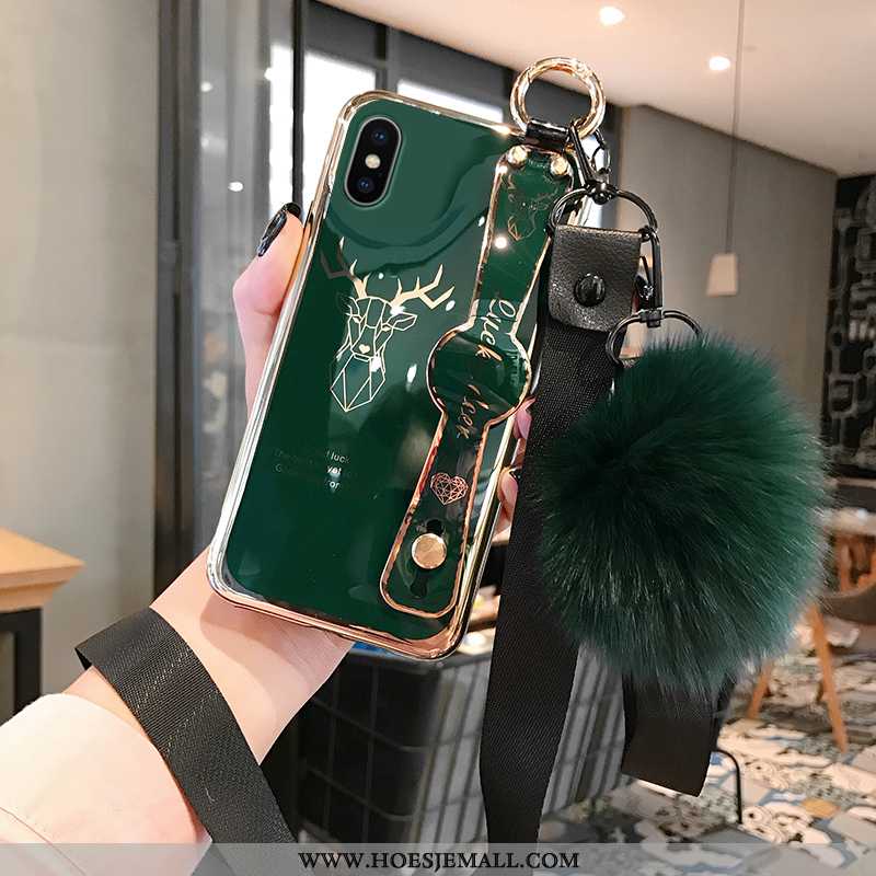 Hoesje iPhone Xs Max Siliconen Pluche Mobiele Telefoon Trend Mooie Anti-fall Persoonlijk Turquoise