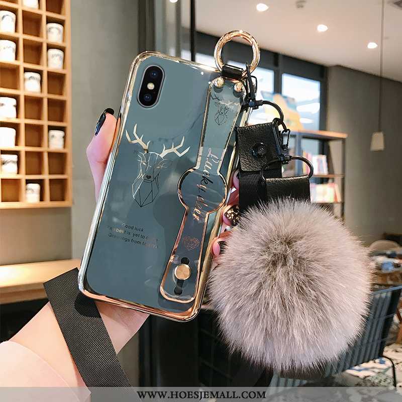 Hoesje iPhone Xs Max Siliconen Pluche Mobiele Telefoon Trend Mooie Anti-fall Persoonlijk Turquoise