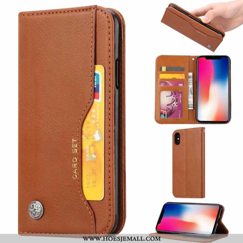 Hoes iPhone Xs Max Bescherming Leren Hoesje All Inclusive Mobiele Telefoon Anti-fall Nieuw Bruin