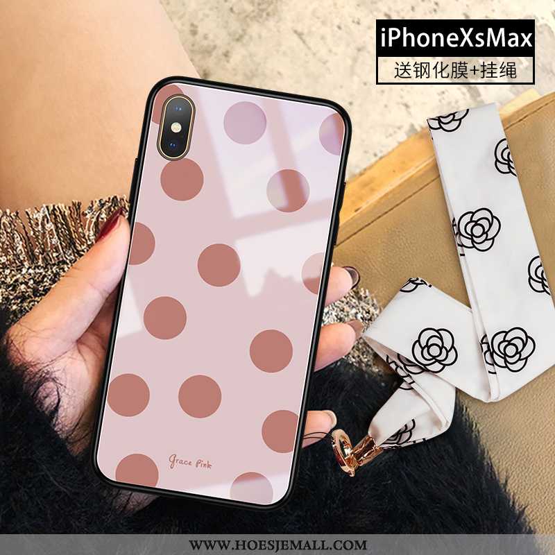 Hoesje iPhone Xs Max Trend Glas Roze Anti-fall All Inclusive Nieuw