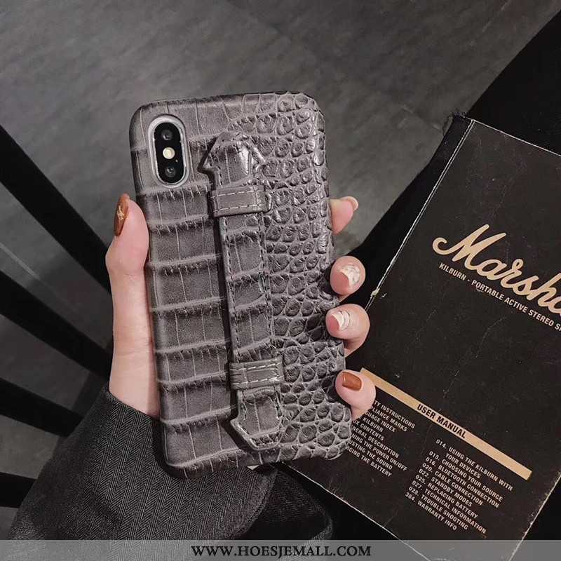 Hoesje iPhone Xs Max Patroon Leren Rood Krokodil Luxe Mobiele Telefoon