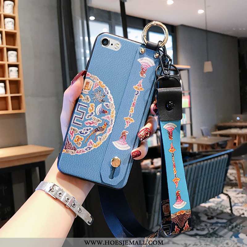 Hoesje iPhone Xs Max Hanger Reliëf Roze Opknoping Nek High End Vintage Wind