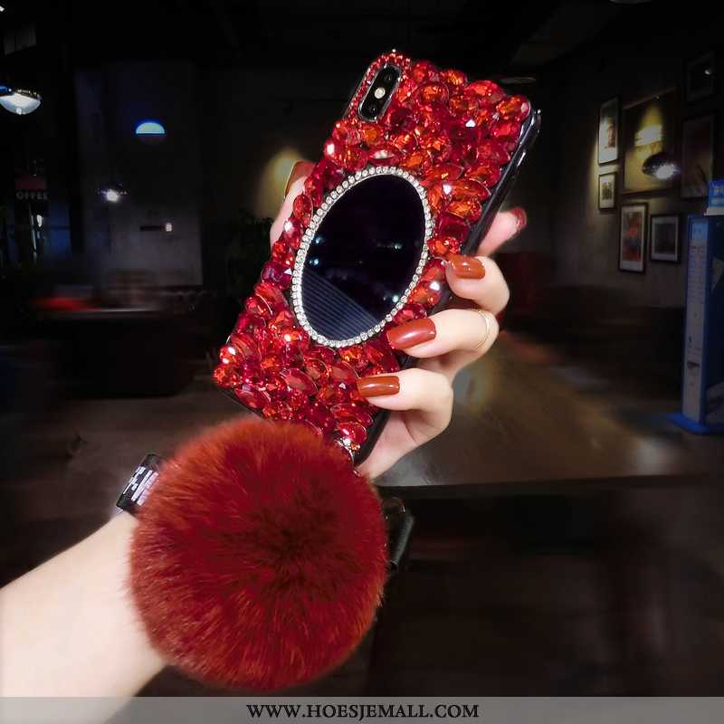 Hoes iPhone Xs Max Trend Met Strass Net Red Mobiele Telefoon Luxe Hoesje Rood