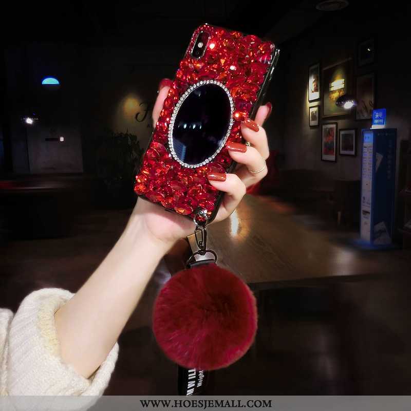 Hoes iPhone Xs Max Trend Met Strass Net Red Mobiele Telefoon Luxe Hoesje Rood