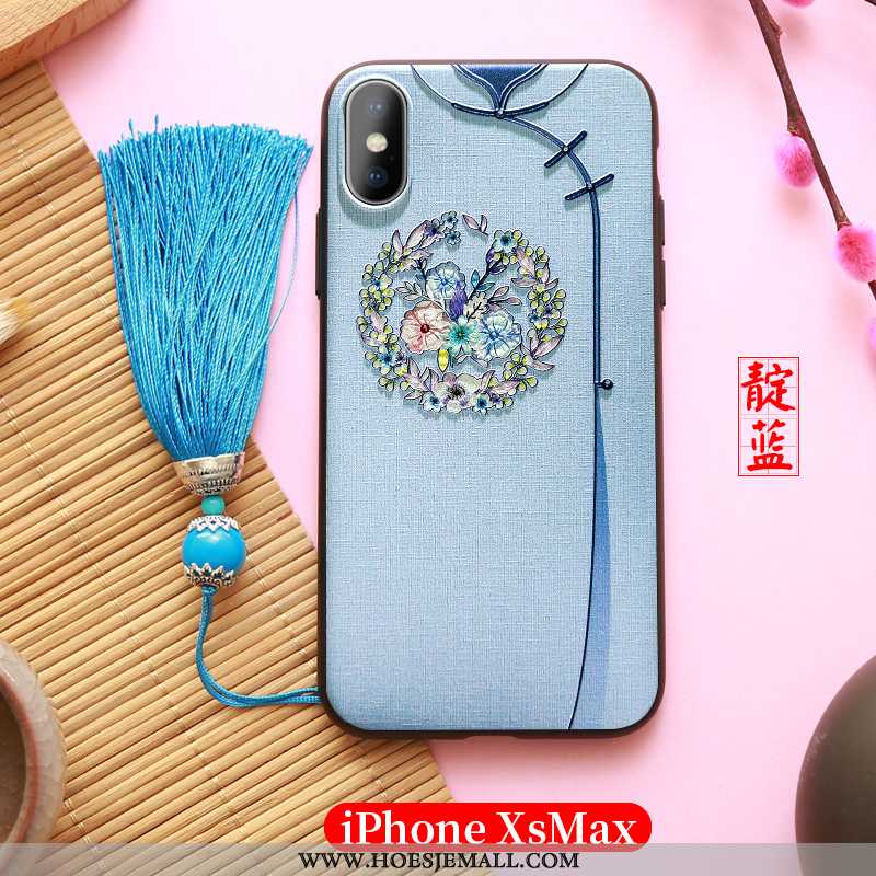 Hoesje iPhone Xs Max Super Dun Persoonlijk Scheppend Mobiele Telefoon Siliconen Hanger Blauwe