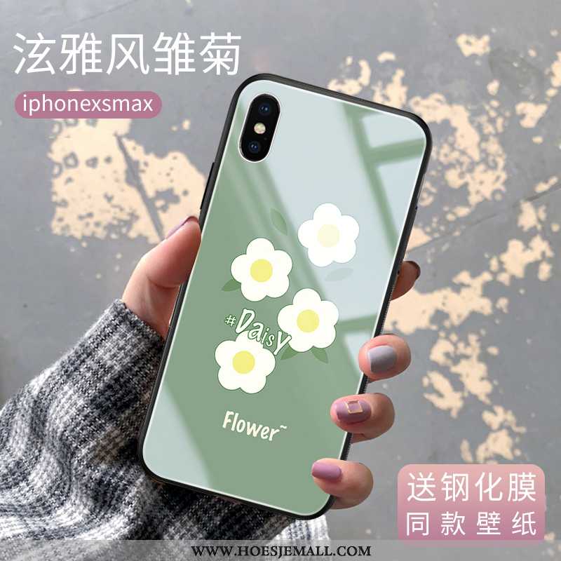 Hoesje iPhone Xs Max Glas Madeliefjes Anti-fall Koe Mobiele Telefoon Nieuw Groen