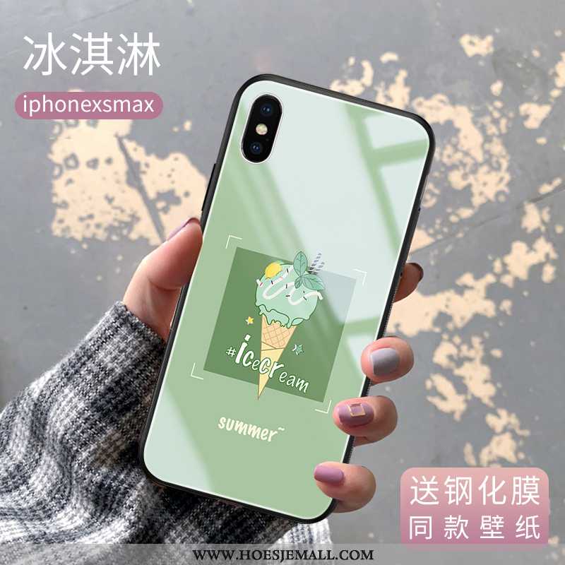 Hoesje iPhone Xs Max Glas Madeliefjes Anti-fall Koe Mobiele Telefoon Nieuw Groen