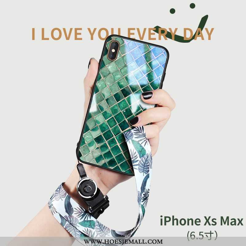 Hoes iPhone Xs Max Glas Trend Nieuw Groen Mobiele Telefoon Hoesje Siliconen