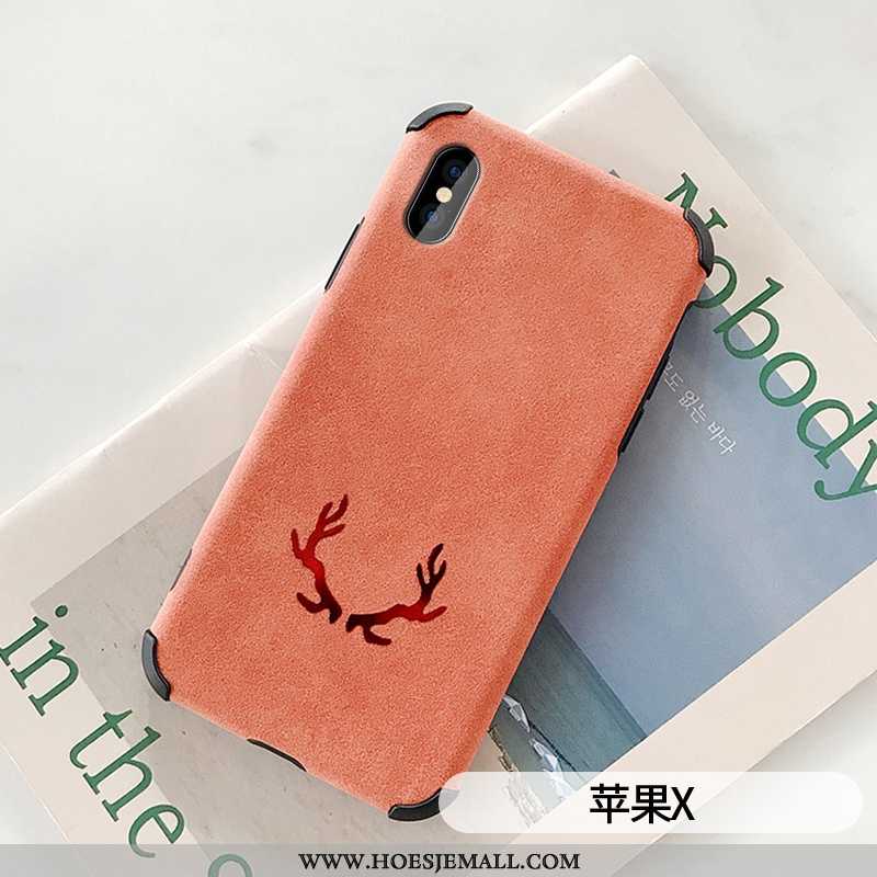 Hoes iPhone Xs Max Leren Hoesje Persoonlijk Net Red Zacht Suede Scheppend Mobiele Telefoon Turquoise